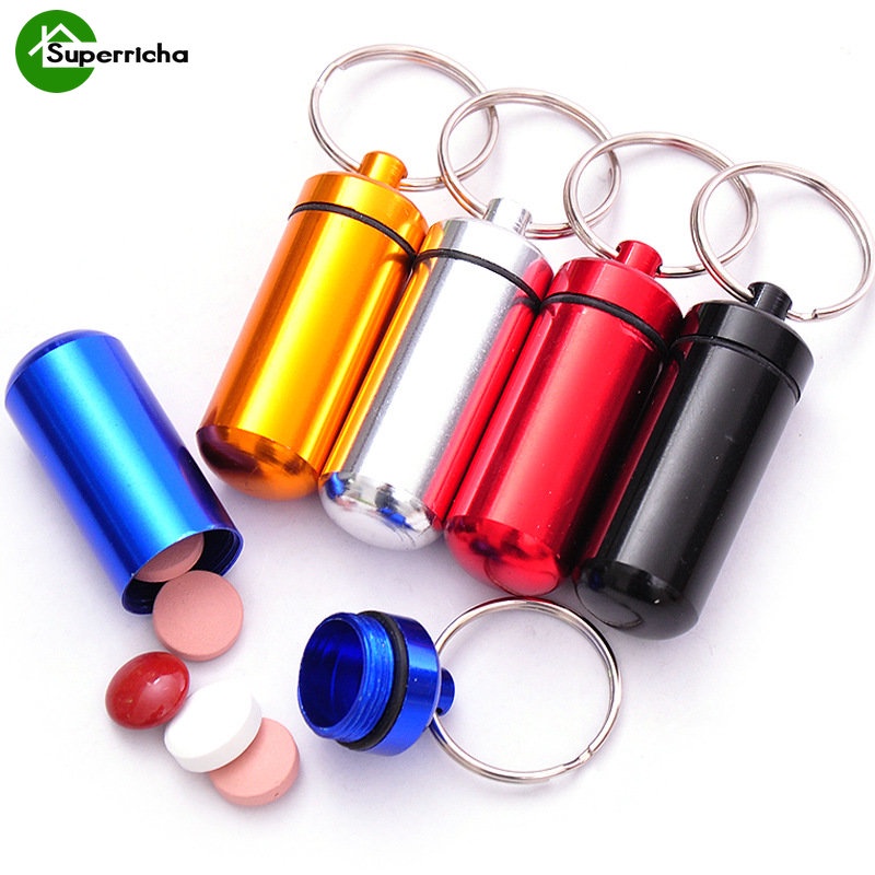 Hot Sale/Kotak Gantung Gantungan Kunci Aluminium Portable/Wadah Case Mini Sealed/Botol Tempat Pil Tempat Penyimpanan Obat