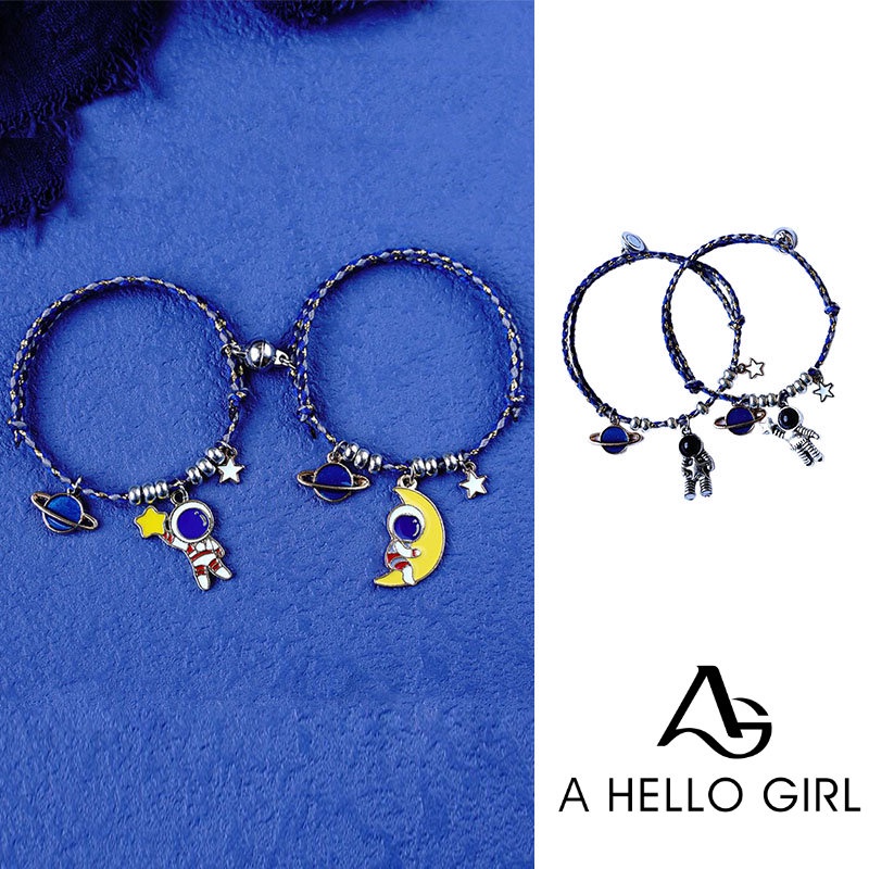 Gelang Couple Serut Atraksi Gesper Magnet Astronot Planet Charm