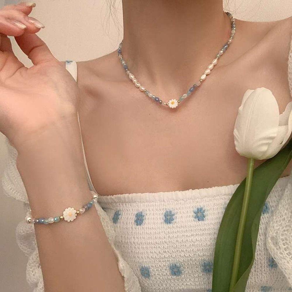 MXBEAUTY Women Necklace Trendy Colorful Fashion Jewelry Clavicle Chain Niche Design Girl Gift Beads Choker Girl Bracelet