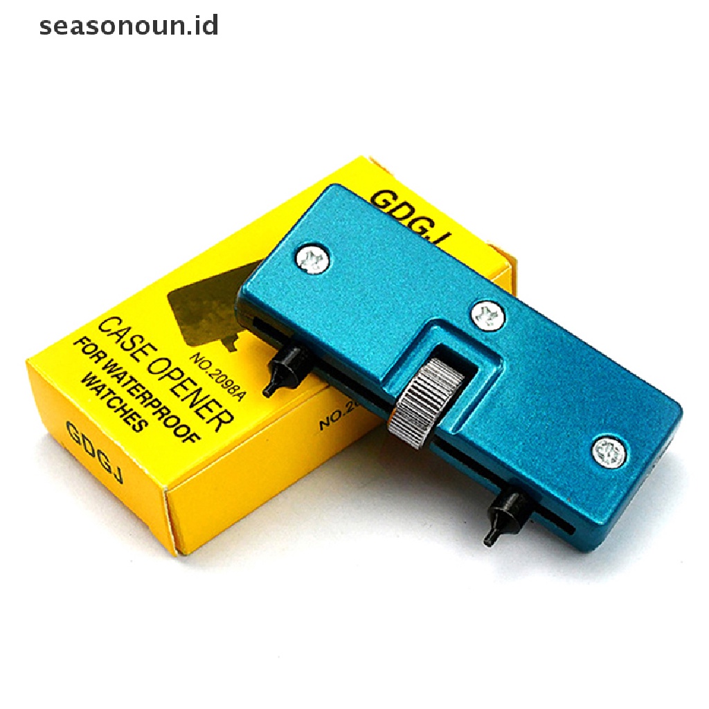 Seasonoun Watch Opener Back Case Tool Profesional Watch Replacement Tool Opener Adjustable Remover Screw Wrench Metal Persegi Panjang Watch Back Case Cover Press Closer &amp; Pembuka Untuk R