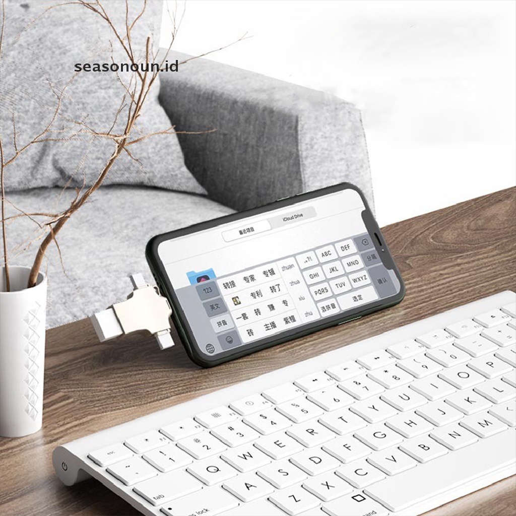 Seasonoun Adaptor OTG Three-in-one Untuk Ponsel Android Apple type-c disk u Eksternal.