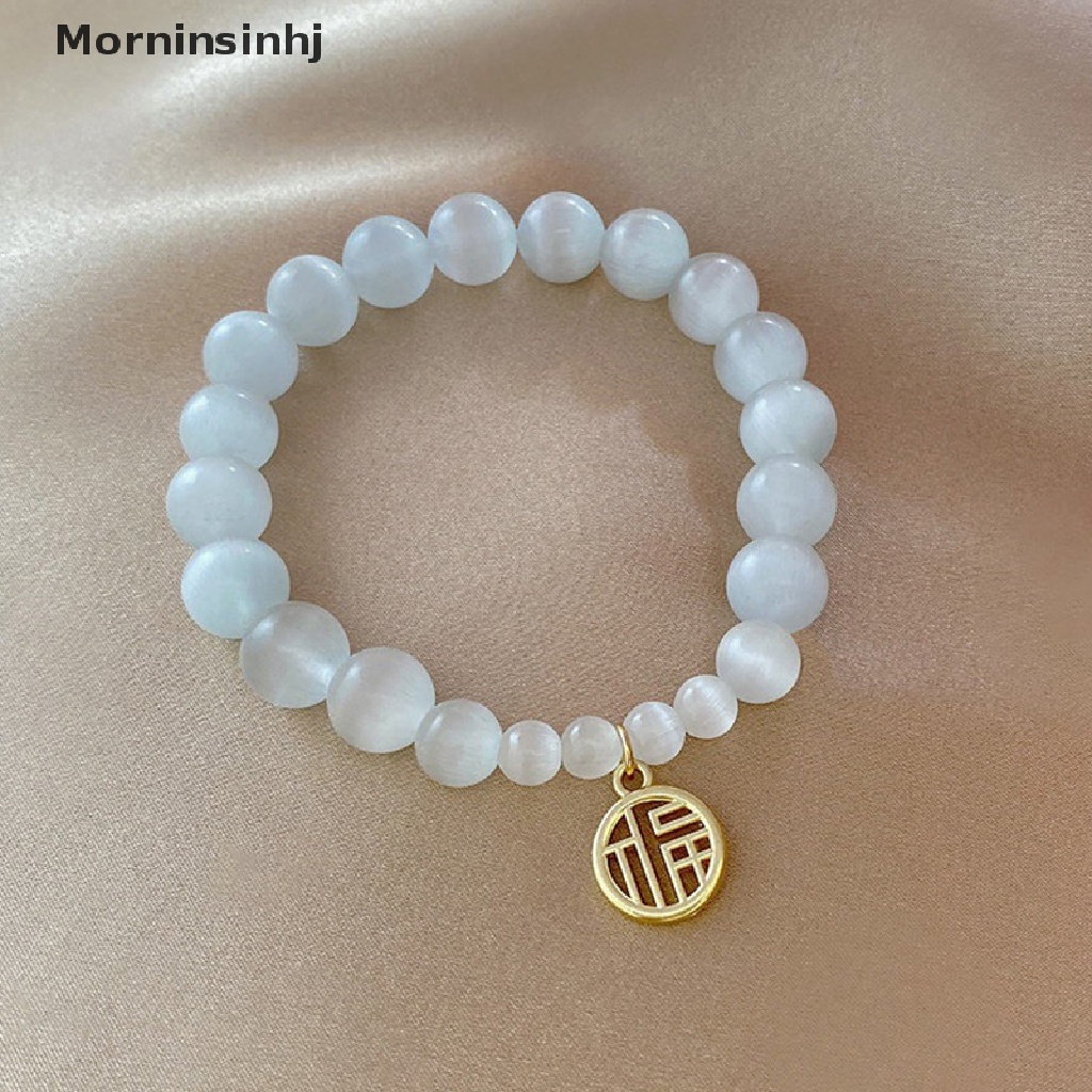 Mornin Perhiasan Wanita Gelang China Fu Ch Beads Strand Stretch Rope Imitasi Giok Gelang Kristal Beads Bangle id