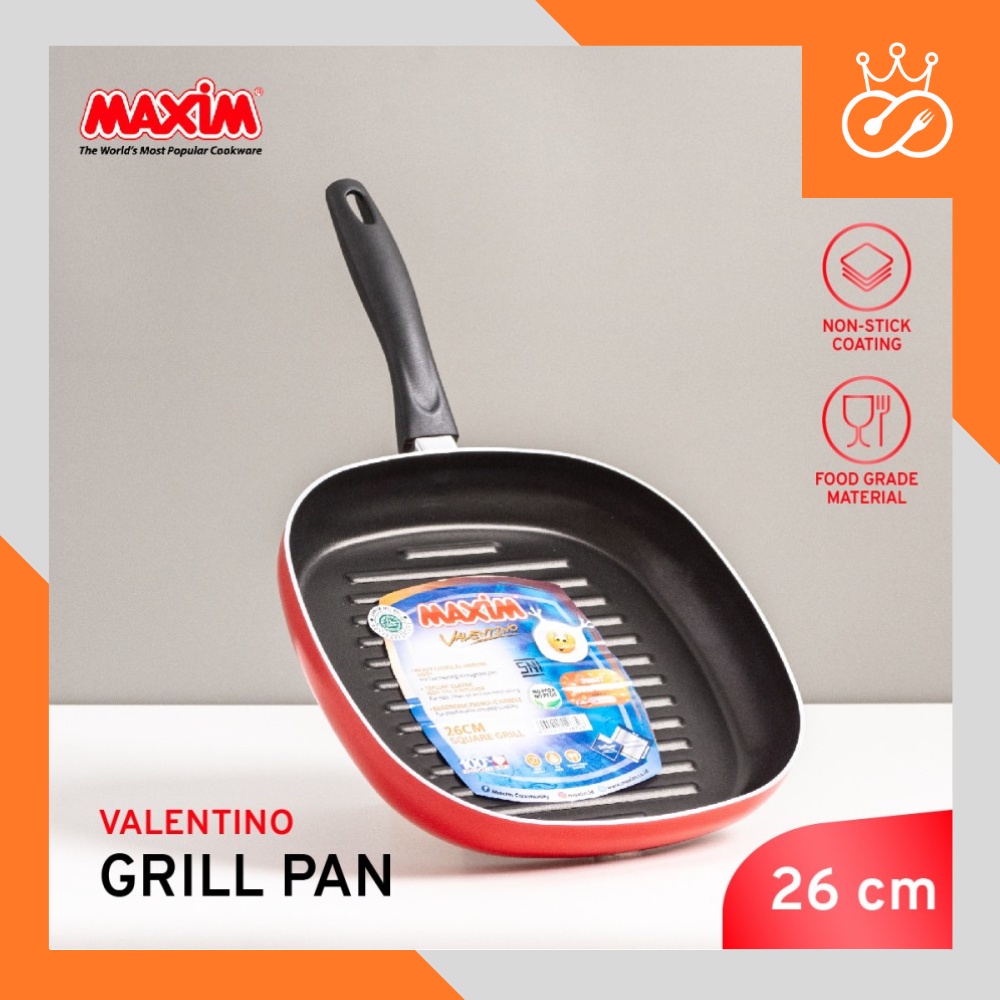 Maxim Wajan Alat Panggang Kotak / Valentino Square Grill Teflon 26Cm