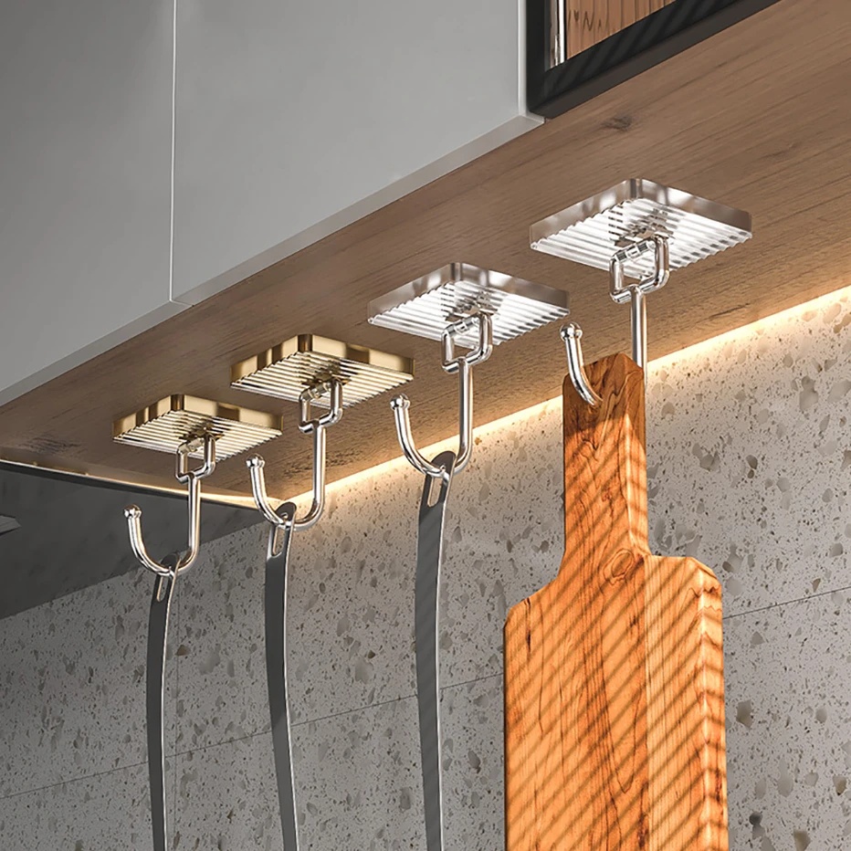 1pc Kait Dinding Akrilik Bening Perekat Kunci Topi Gantungan Hook Mewah Dapur Kamar Mandi Rak Tahan Air Handuk Mandi Gantungan Dekorasi Rumah Kait Hemat Ruang