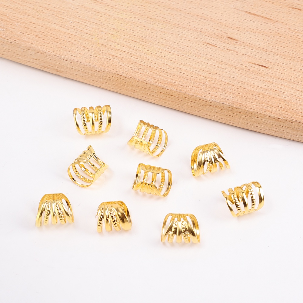 10pcs Logam Manset Klip Tabung Spiral Manik-Manik Cincin Berongga Dekoratif Gadis Adjustable Perhiasan Styling Alat Hiphop Hiasan Kepala Rambut Kepang Manik-Manik Dikepang Manik-Manik Hias Wanita