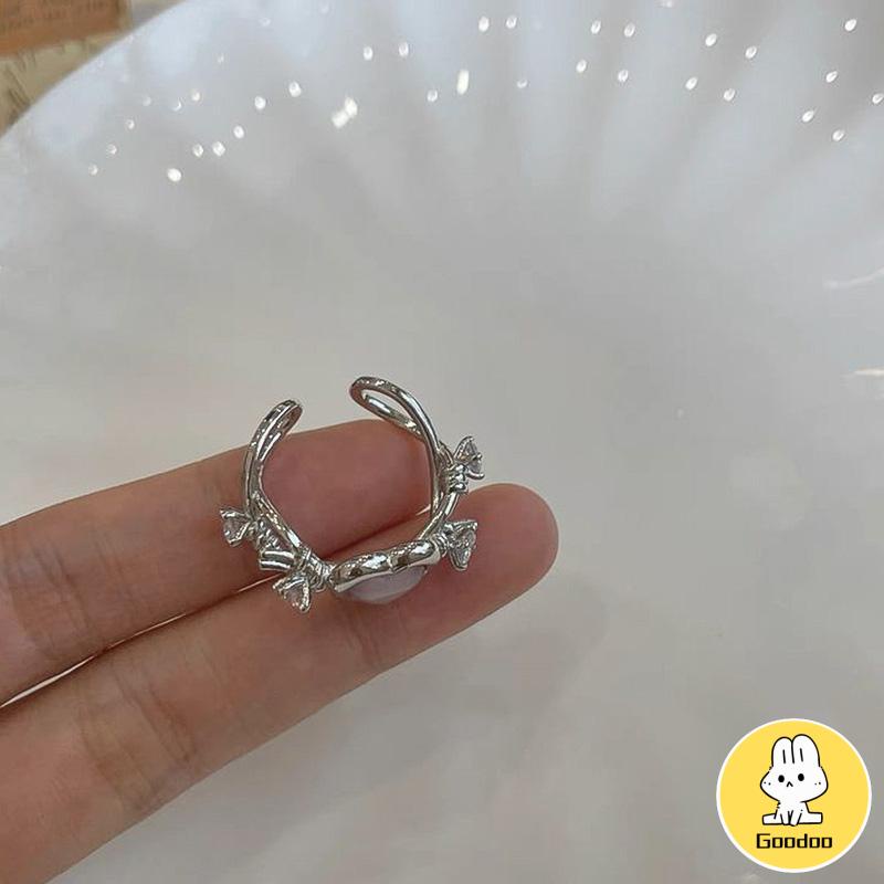 Rasa Desain Pink Love Thorn Opal Zirkon Cincin  Wanita Cincin Fashion Keren Manis -Doo