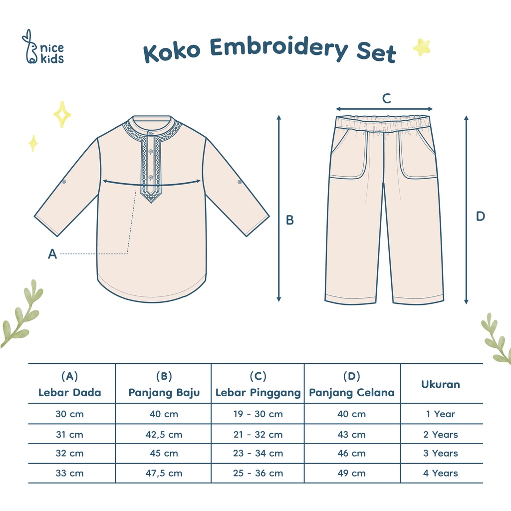 Nice Kids Raya Collection - Koko Embroidery Set (Pakaian Muslim 1-4 Tahun)