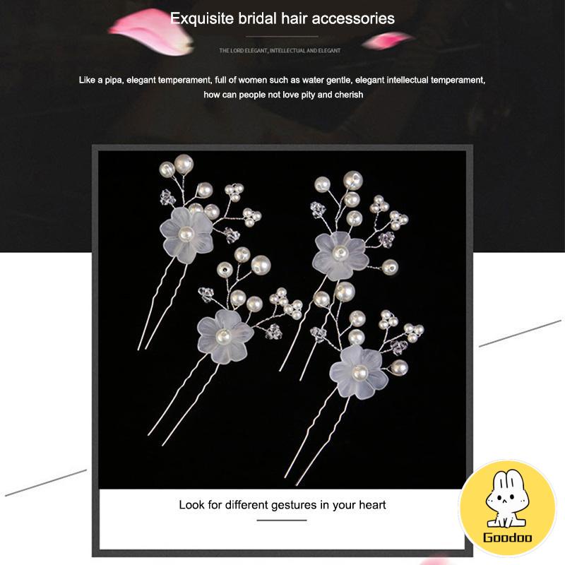 Hairpin Hairpiece Aksesoris Hiasan Rambut Pesta Set Mutiara Bunga -Doo