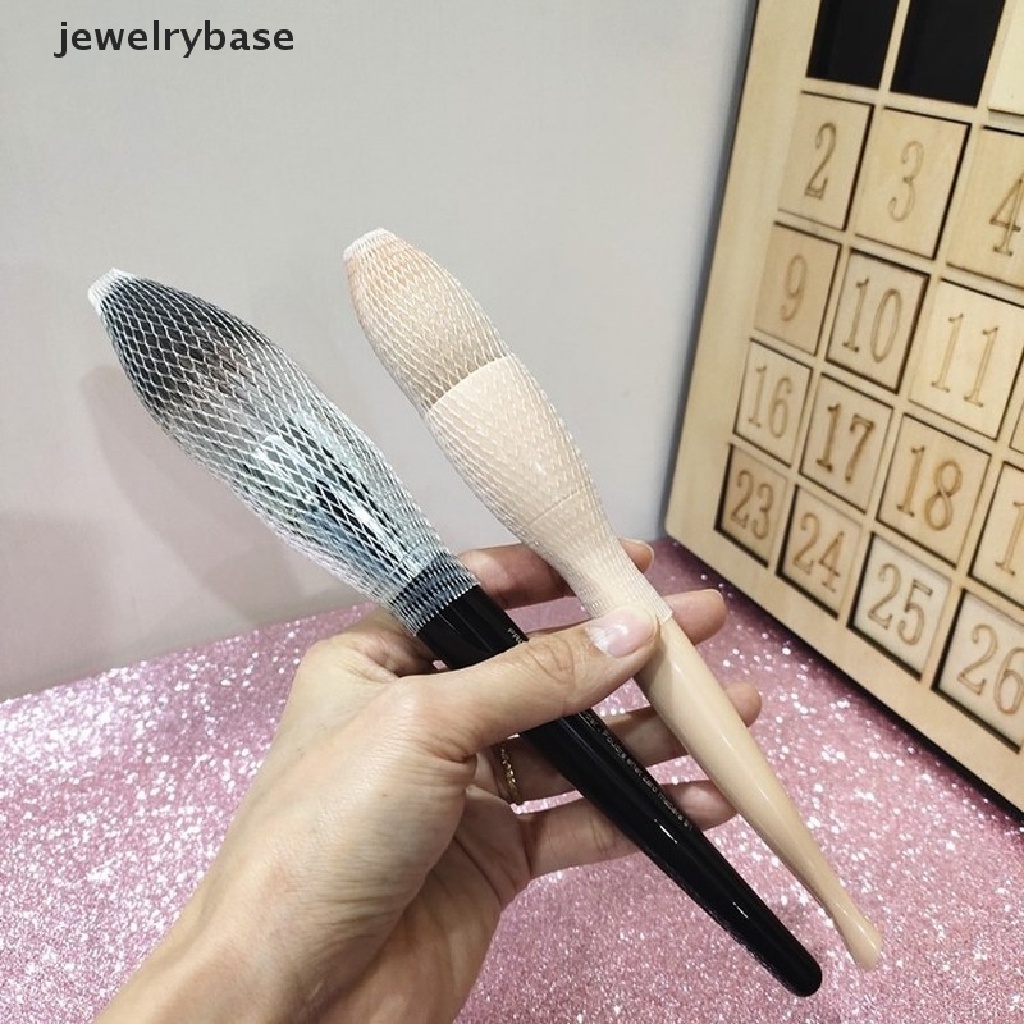 [jewelrybase] 50pcs Transparan Kosmetik Make Up Brush Pen Netg Cover Mesh Sarung Pelindung Butik