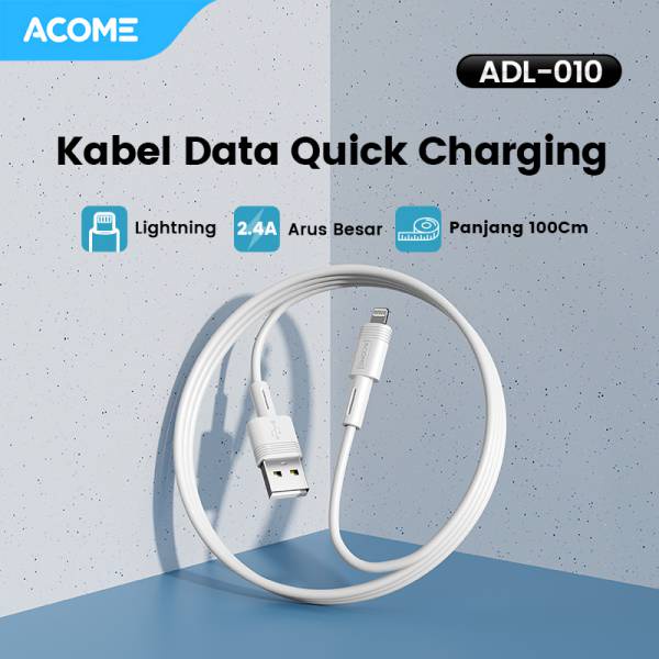 Acome ADL010 Data Cable Lightning Fast Charging 2.4A 100cm - Garansi Resmi 1 Tahun