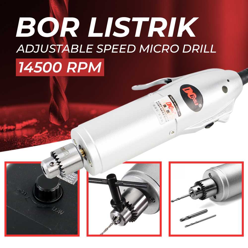 (BISA COD) FTIHSHP DCTOOLS Bor Listrik Adjustable Speed Micro Drill 14500RPM - DC-S030