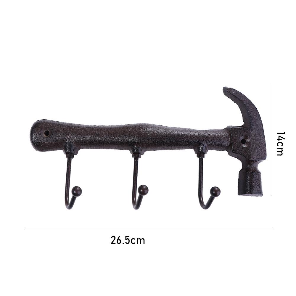 [Elegan] Hook Retro Hias Untuk Toko Bar Taman Yang Dipasang Di Dinding Berbentuk Palu 3-Hook Key Holder