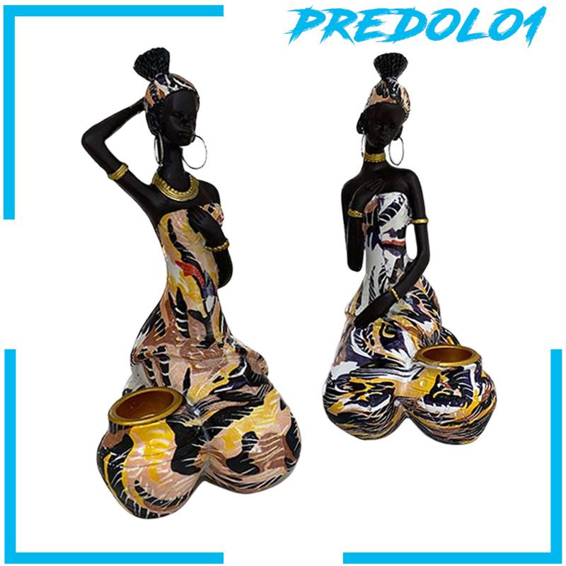 [Predolo1] Tempat Lilin Gaya Retro Candlestick Patung Wanita Exotic Afrika Untuk Masuk