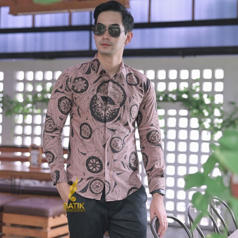 RANTADALA PRABUSENO KEMEJA BATIK PRIA LENGAN PANJANG SLIMFIT KATUN PRINTING HEM BAJU ATASAN KANTOR M