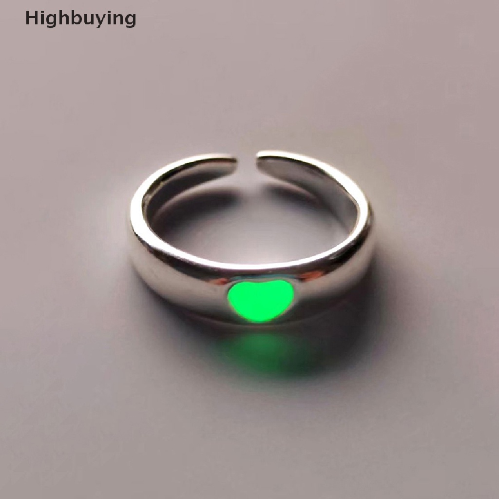 Hbid Baru Cincin Bercahaya Untuk Pasangan Bercahaya Dalam Gelap Cinta Hati Cincin Pasangan Warna Perak Perhiasan Ukuran Yang Dapat Disesuaikan Baru Fashion Rings Glory