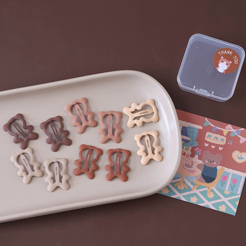 10pcs Frosted Kesederhanaan Jepit Rambut Untuk Anak Perempuan Bintang Oval Segitiga Square Hair Clips For Kids Snap Hair Clips Jepitan Klik Clack