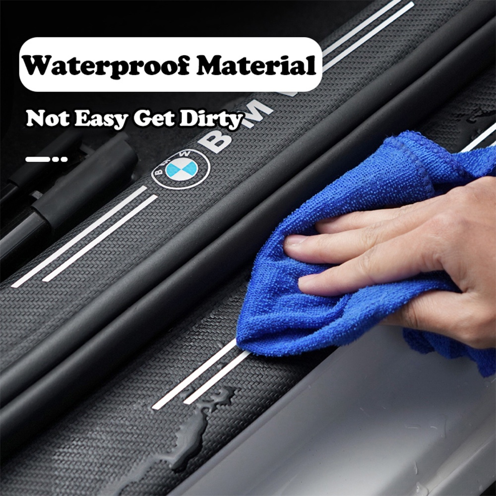 4pcs Serat Karbon luminous tape Pelindung Pintu Mobil doorsill Anti Gores Stiker Hias