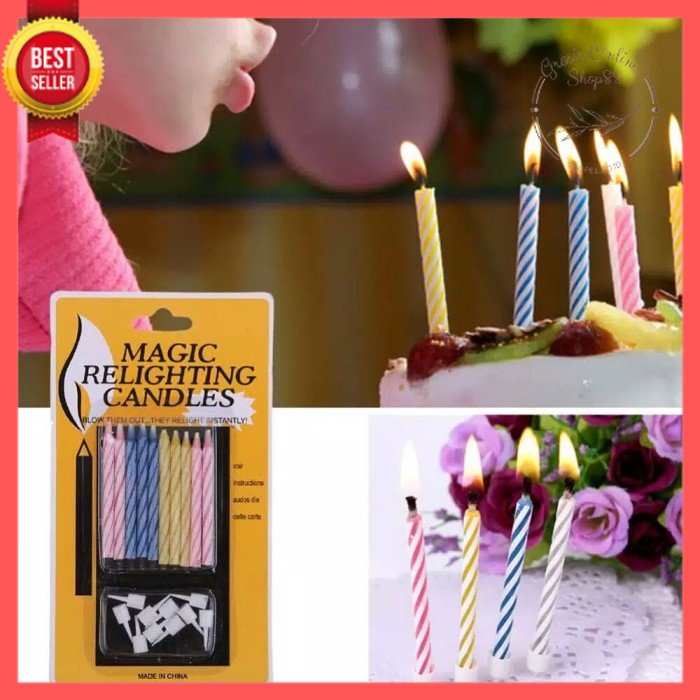 GOS -E401- Lilin Magic Ulang Tahun - Lilin Ulang Tahun - Candle Magic Relighting isi 10pcs