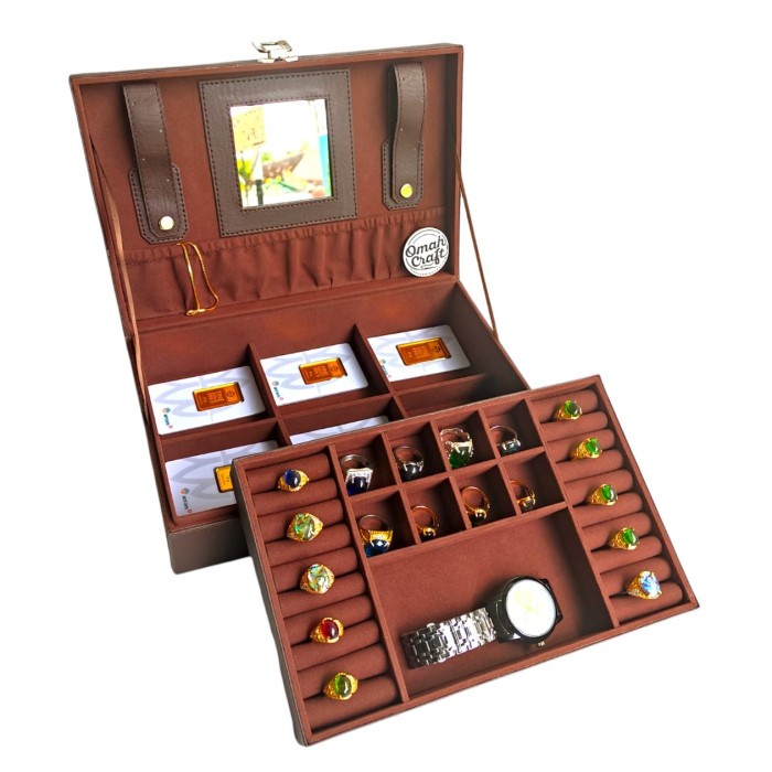 Diskon 50% Kotak Tempat Perhiasan Emas dan Aksesoris Cincin Gelang Kalung Antam Promo Jewelry Box Organizer