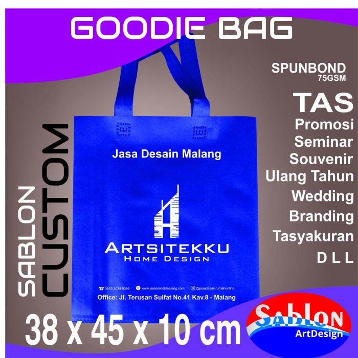 

⭐BISA COD⭐ Sablon Custom+Goodie Bag 38 x 45 x 10 cm 2 warna 850 pcs