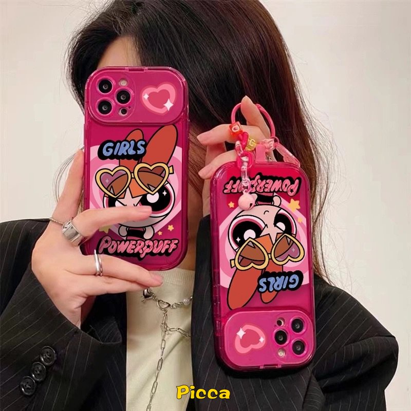 IPHONE Casing Cermin Make Up Flip Kompatibel Untuk Iphone11 7 8 Plus XR 14 13 12 11 Pro MAX X XS MAX SE 2020 Kartun The Powerpuff Gadis Kreatif Lembut TPU Shockproof Case