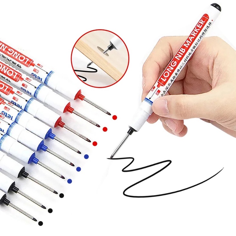 Penanda Kedalaman Kepala Panjang Serba Guna 20mm/3warna Woodworking Deep Hole Marker Pen