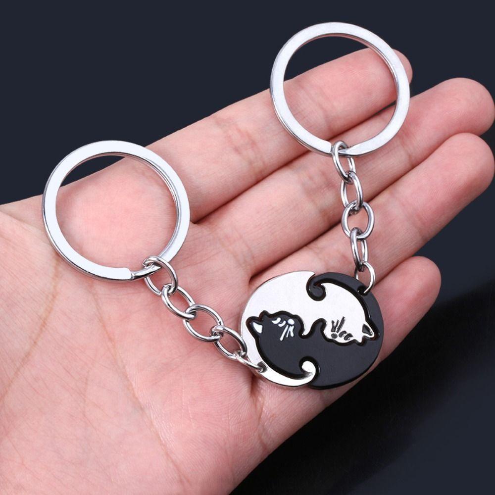 Gantungan Kunci Couple Agustinina 1pasang Aksesoris Hari Valentine Perhiasan Hewan Souvenir Wanita Pria Cat Key Chain