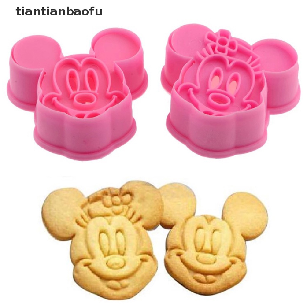 [tiantianbaofu] 2pcs/set Food Grade Plastik Lovely Kitty Cats Cookies Cutter/Perangko Alat Butik