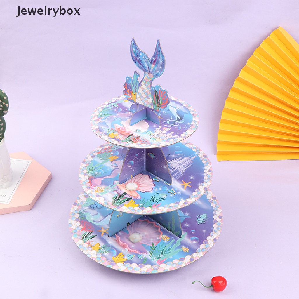 [jewelrybox] 1set Mermaid Birthday Cake Stand Mermaid Party Untuk Hadiah Ulang Tahun Baby Shower Butik