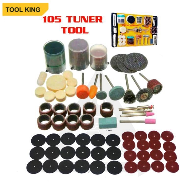 Set 105 pc mata bor tuner poles potong ampelas gerinda dremel bor mini