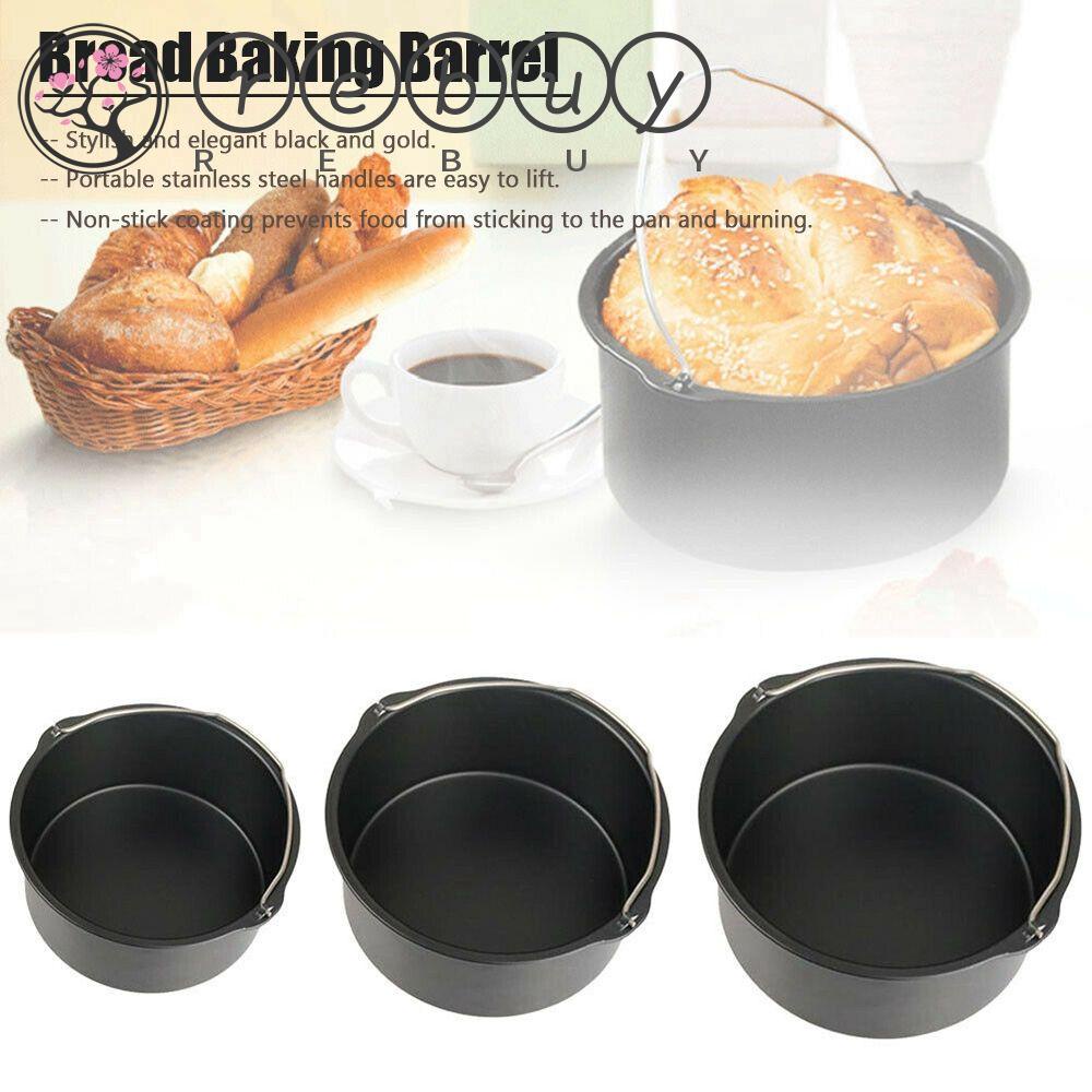 REBUY Grilling Cake Barrel Fryer Bread Baking Air Fryer Accessories Pizza Pot 6&quot;/7&quot;/8&quot; Carbon Steel Basket Pan Cake Tool