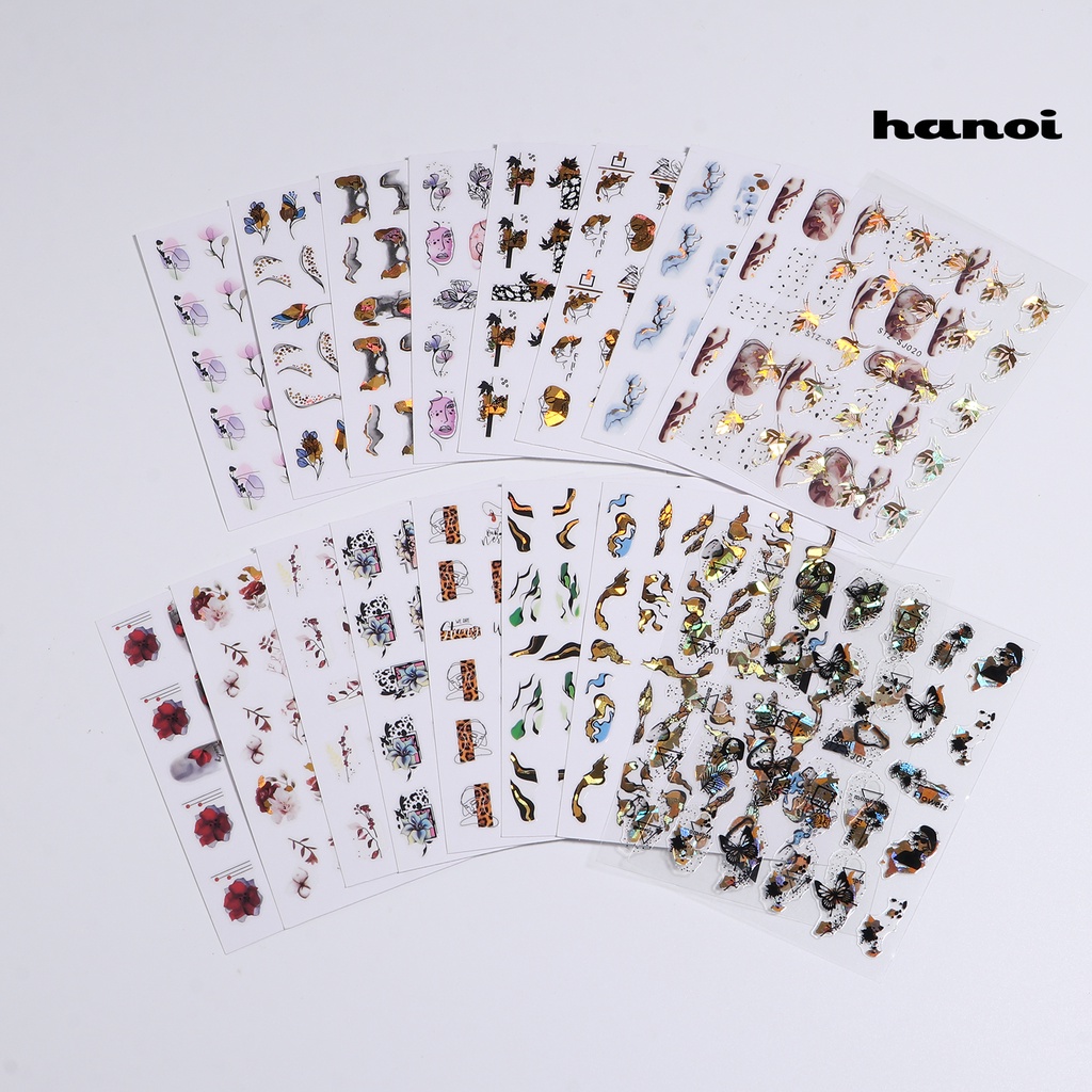 Hi Stiker Kuku Pola Indah Perekat Diri Daya Lengket Kuat Mempesona Efek Visual Yang Mempesona Dekoratif Ultra-Tipis Gaya Abstrak DIY Nail Art Decal Design Perlengkapan Kuku