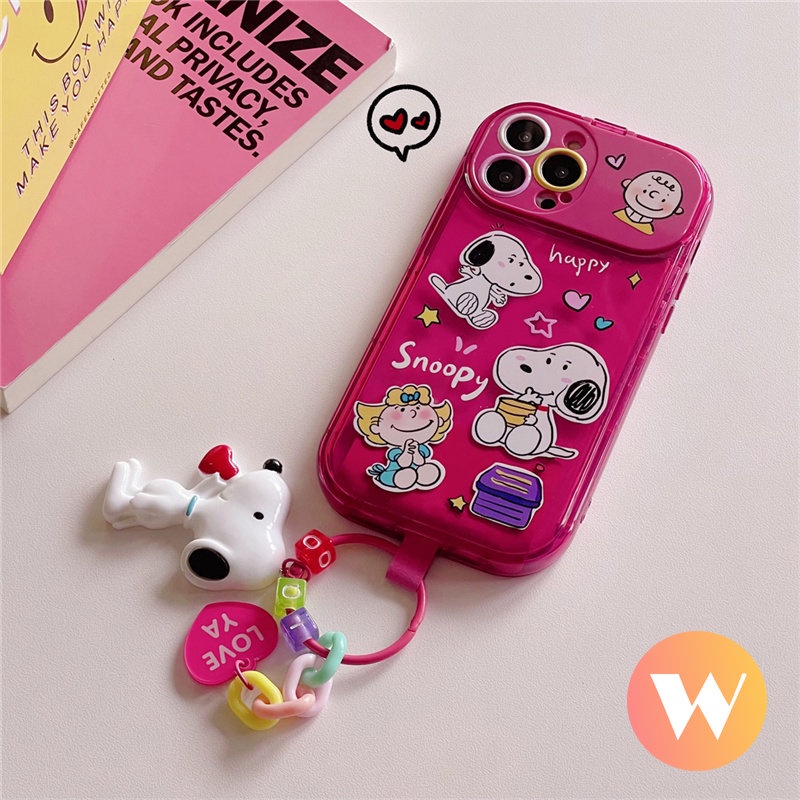 Flip Make Up Cermin Lembut Tpu Case Kompatibel Untuk IPhone 7Plus 8Plus 11 14 13 12 Pro Max X XR 7 8 Plus XS Max SE 2020 Kartun Lucu Snoopy Shockproof Phone Cover