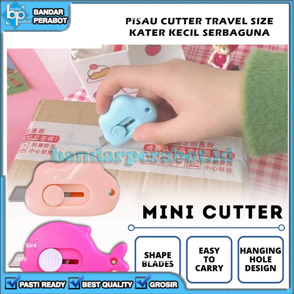 [BP] PISAU PEMOTONG CUTTER MINI KARAKTER KERTAS PLASTIK UNBOXING TRAVEL SIZE ALAT TULIS SEKOLAH