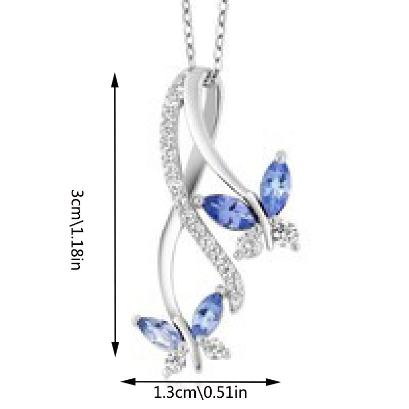 Korean Fashion Butterfly Crystal Necklace Men's and Women's Temperament Butterfly Diamond Pendant Necklace Elegant Blue Crystal Jewelry Gift