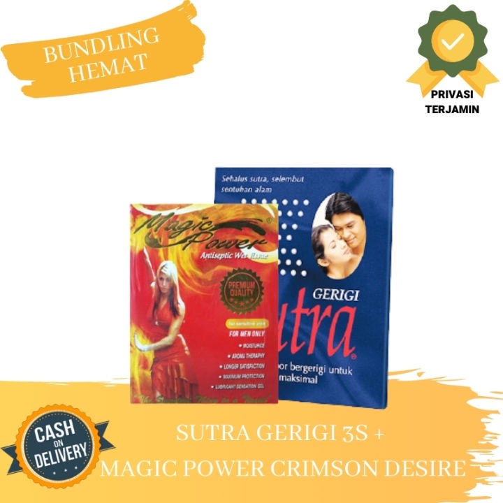 ( PAKET ) Kondom Sutra Biru 3s + Tisu Magic Power Crimson Desire 6s
