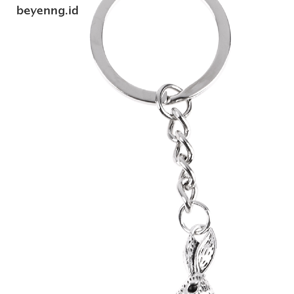 Beyen Gantungan Kunci Pria DIY Rantai Logam Holder Vintage 2warna Liontin Kelinci Keychain ID