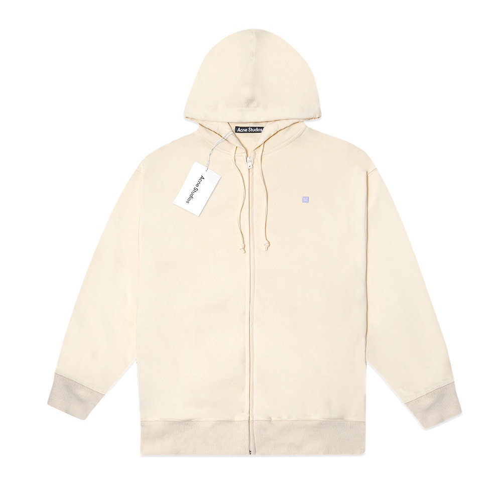 ASD Patch Zip-Up Hoodie Beige