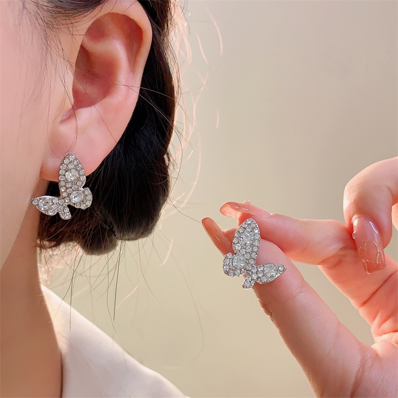 Elegant Zircon Stud Earrings Hypoallergenic for Women Fashion Butterfly Earring Jewelry Accessories