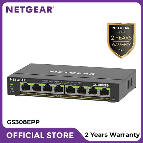 NETGEAR GS308EPP 8 Port PoE+ Gigabit Ethernet Plus Switch (123W) M