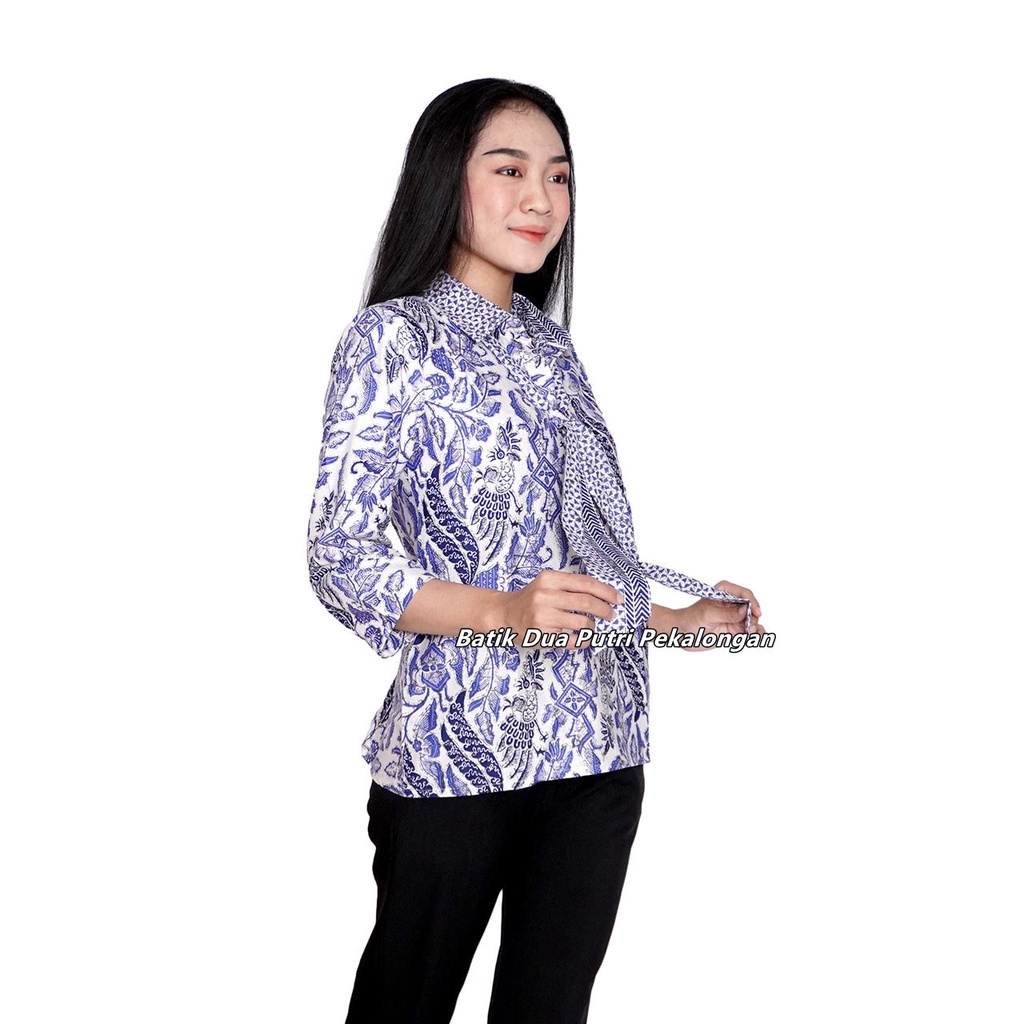 Blouse Batik Wanita Atasan Batik Berdasi Lengan Pendek Dan 7/8 Batik Dua Putri Collection