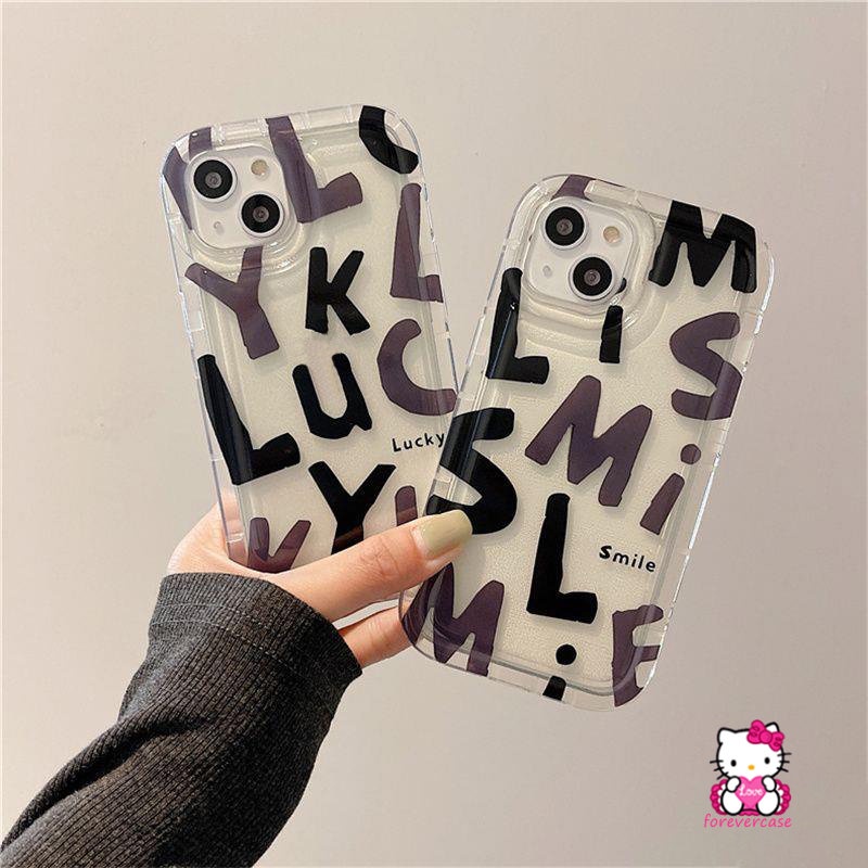 Soft Case Realme C15 C25Y C12 C33 C21Y C3 C11 2021 C55 C30 C30S 7i C17 C1 C2 C35 6i 5 5i 5s C20A C25s C20 C25 C11 2020 Bening Beruntung Huruf Alfabet Sederhana Airbag Anti Jatuh Cover