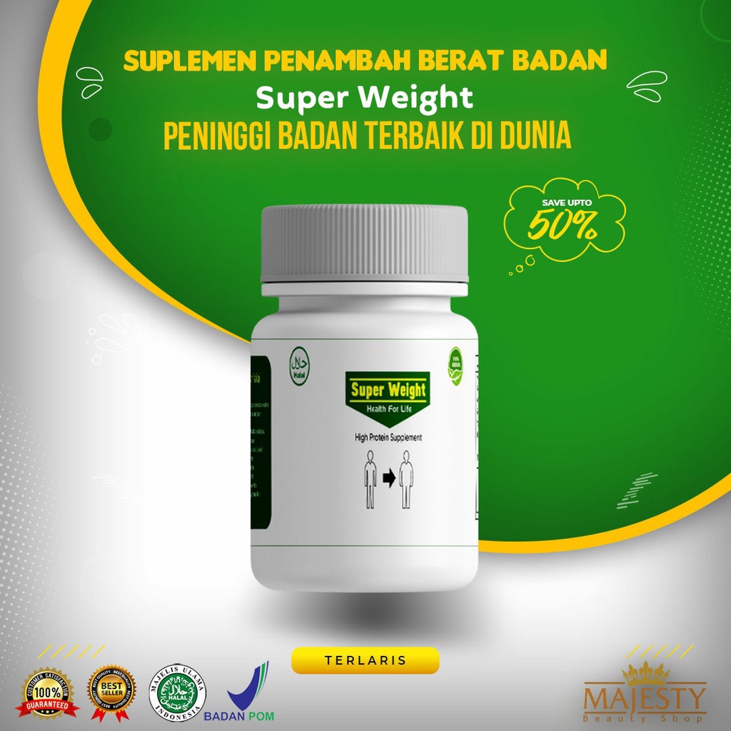 SUPLEMEN PENAMBAH BERAT BADAN ALAMI - PENGGEMUK BADAN SUPER WEIGHT - PENAMBAH NAFSU MAKAN - PENGGEMU