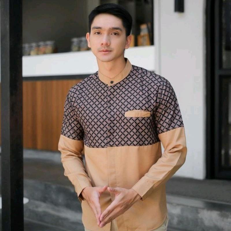BAJU KOKO NABAWI KOBATA LENGAN PANJANG WARNA MILO
