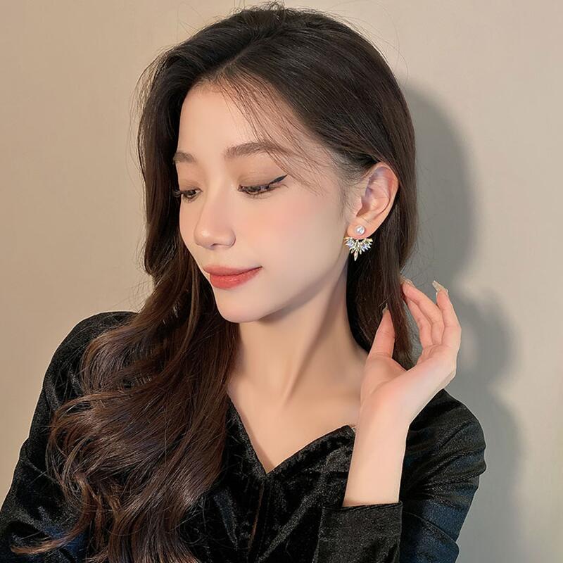 Anting Sayap Malaikat Mutiara Antik Aksesoris Berlian glitter Korea Wanita