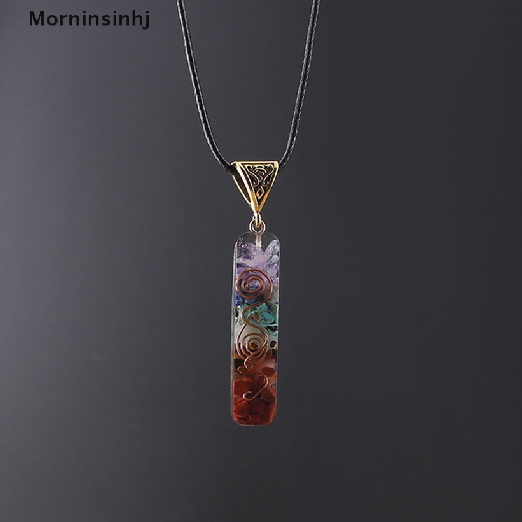 Mornin Kalung Liontin Warna aura Pria Dan Wanita natural 7 chakras Orgones Jimat id