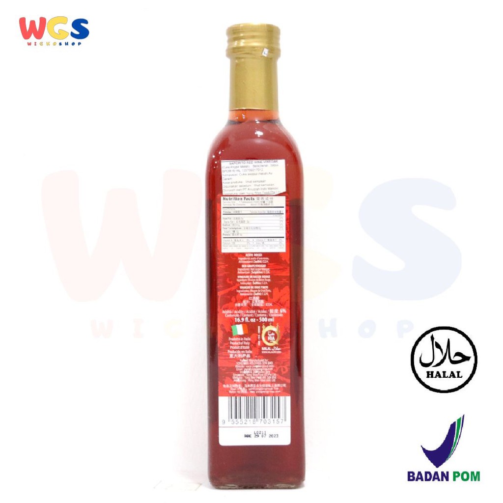 Saporito Red Grape Vinegar 500 ml