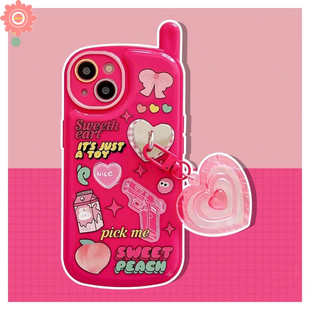 Casing Bentuk Ponsel Ponsel Retro Personal Kompatibel Untuk iPhone Xr11 7 8 Plus 14 13 12 Pro MAX X XS MAX SE 2020 Graffiti Cute Rabbit Ikatan Simpul Soft Cover Dengan Liontin Cinta Cinta Hati