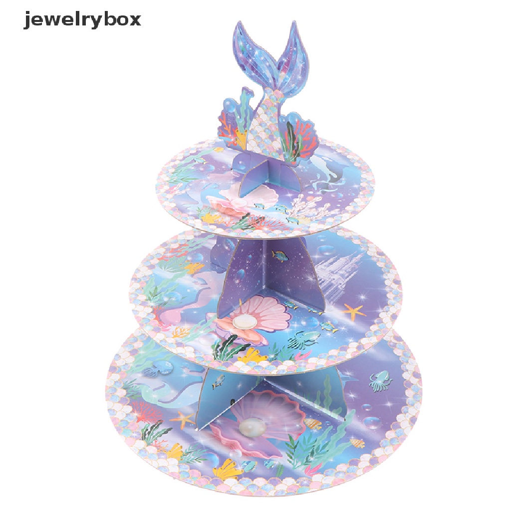 [jewelrybox] 1set Mermaid Birthday Cake Stand Mermaid Party Untuk Hadiah Ulang Tahun Baby Shower Butik