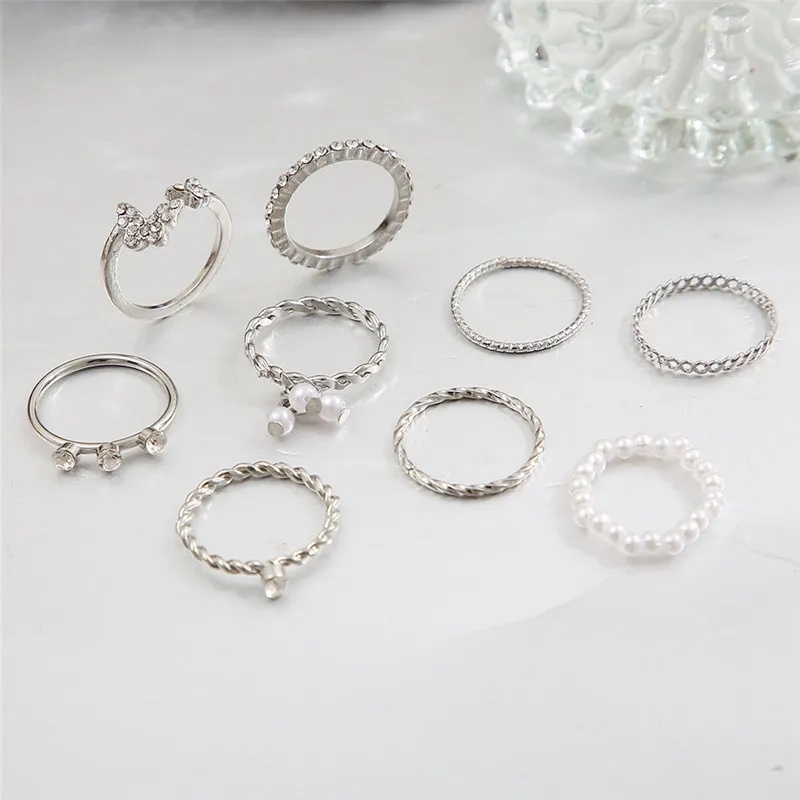 Fashion Kupu-Kupu Mutiara Cincin Wanita Elegan Berkilau Berlian Cincin Gadis Aksesoris Dekorasi Pesta Vintage Punk Pernikahan Perhiasan Rings